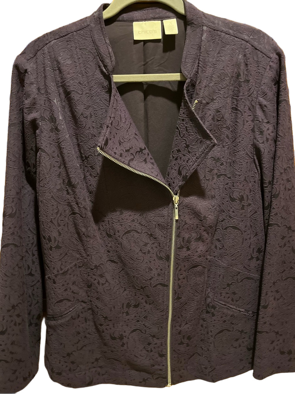 74. WOMENS CHICO’S 3/XL DETAIL JACKET